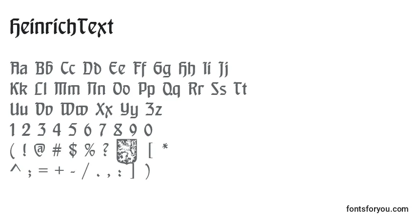 HeinrichText-fontti – aakkoset, numerot, erikoismerkit