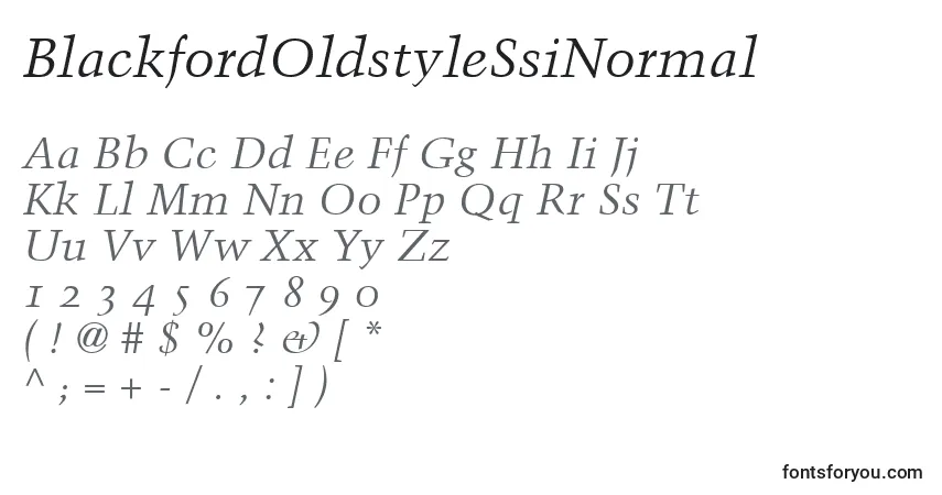 A fonte BlackfordOldstyleSsiNormal – alfabeto, números, caracteres especiais