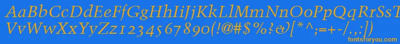 フォントBlackfordOldstyleSsiNormal – オレンジ色の文字が青い背景にあります。