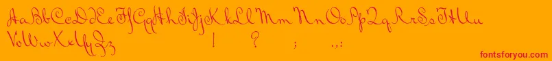 BluelminRalph-Schriftart – Rote Schriften auf orangefarbenem Hintergrund