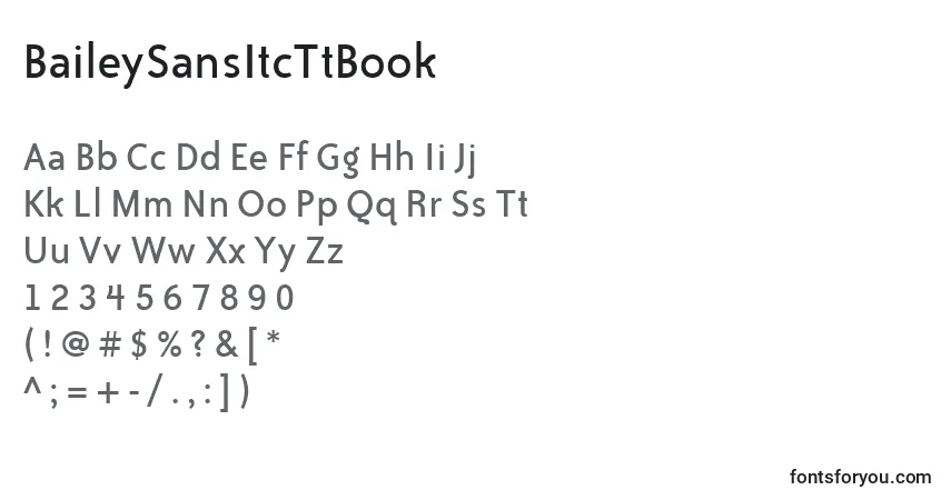 BaileySansItcTtBook-fontti – aakkoset, numerot, erikoismerkit