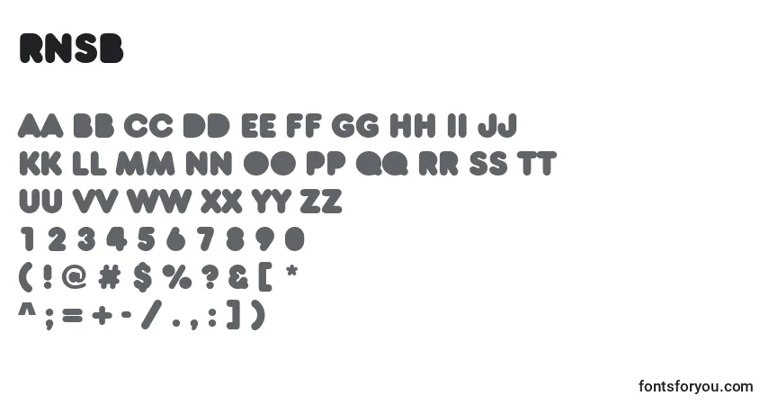Schriftart RnsB – Alphabet, Zahlen, spezielle Symbole