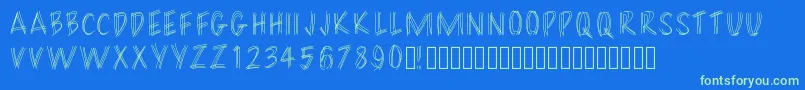 Filament-Schriftart – Grüne Schriften auf blauem Hintergrund