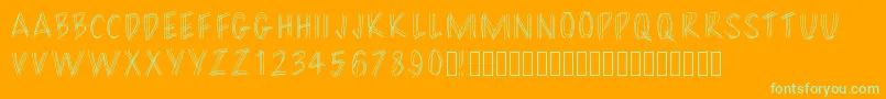 Filament-Schriftart – Grüne Schriften auf orangefarbenem Hintergrund