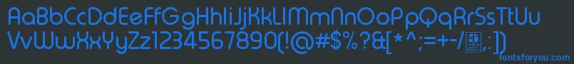 TypoRoundRegularDemo-Schriftart – Blaue Schriften auf schwarzem Hintergrund