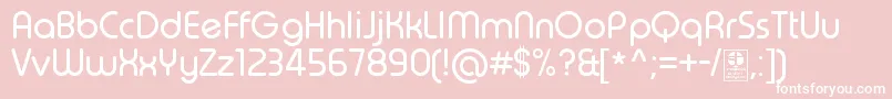 TypoRoundRegularDemo-fontti – valkoiset fontit vaaleanpunaisella taustalla