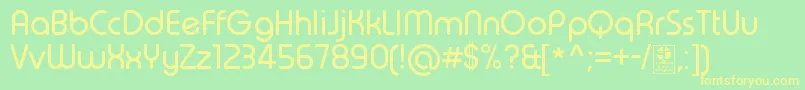 TypoRoundRegularDemo-Schriftart – Gelbe Schriften auf grünem Hintergrund