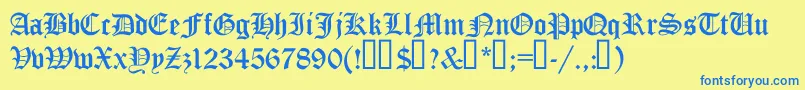 TrueGothicCyr Font – Blue Fonts on Yellow Background