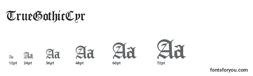TrueGothicCyr Font Sizes
