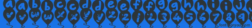BalloonFloats-Schriftart – Schwarze Schriften auf blauem Hintergrund