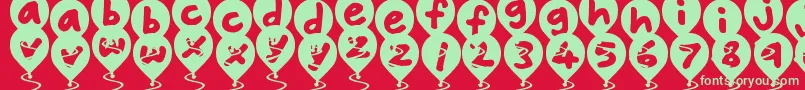 BalloonFloats Font – Green Fonts on Red Background