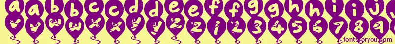 BalloonFloats Font – Purple Fonts on Yellow Background