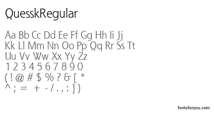 Czcionka QuesskRegular – alfabet, cyfry, specjalne znaki