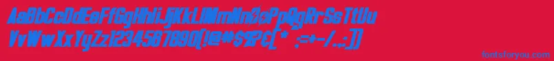 フォントOverseerBoldItalic – 赤い背景に青い文字