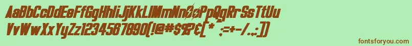 フォントOverseerBoldItalic – 緑の背景に茶色のフォント