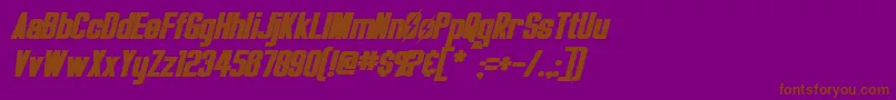 OverseerBoldItalic-Schriftart – Braune Schriften auf violettem Hintergrund