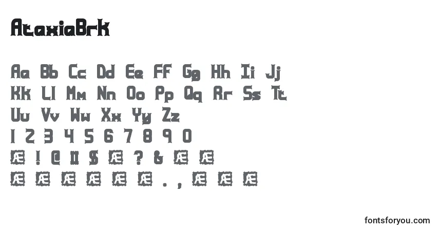 A fonte AtaxiaBrk – alfabeto, números, caracteres especiais