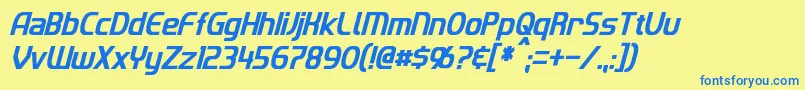 ImakiCondensedItalic Font – Blue Fonts on Yellow Background