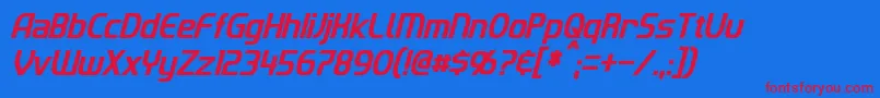ImakiCondensedItalic Font – Red Fonts on Blue Background