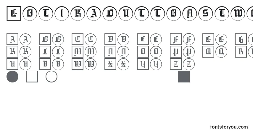 Gotikabuttonstwo-fontti – aakkoset, numerot, erikoismerkit