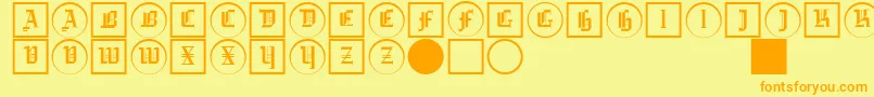Gotikabuttonstwo Font – Orange Fonts on Yellow Background