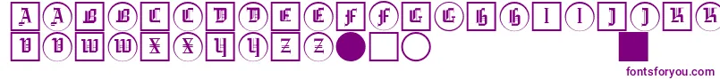 Gotikabuttonstwo-Schriftart – Violette Schriften auf weißem Hintergrund