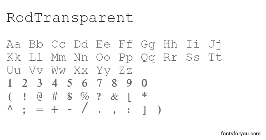 Schriftart RodTransparent – Alphabet, Zahlen, spezielle Symbole