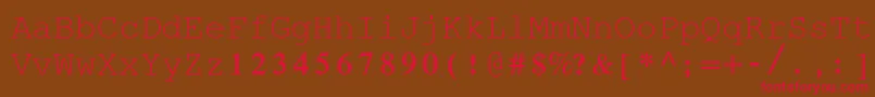 フォントRodTransparent – 赤い文字が茶色の背景にあります。