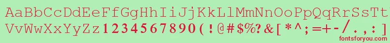 RodTransparent-Schriftart – Rote Schriften auf grünem Hintergrund