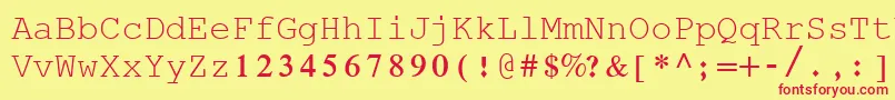 RodTransparent-Schriftart – Rote Schriften auf gelbem Hintergrund