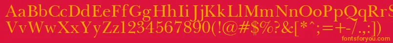 フォントPasmapla – 赤い背景にオレンジの文字