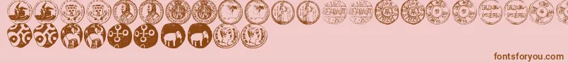 フォントNumismaticBatsTfb – ピンクの背景に茶色のフォント