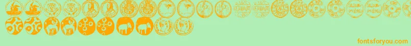 NumismaticBatsTfb Font – Orange Fonts on Green Background