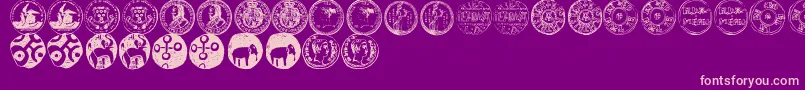 NumismaticBatsTfb-Schriftart – Rosa Schriften auf violettem Hintergrund