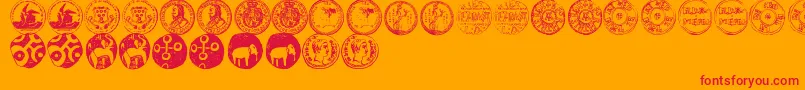 NumismaticBatsTfb-Schriftart – Rote Schriften auf orangefarbenem Hintergrund