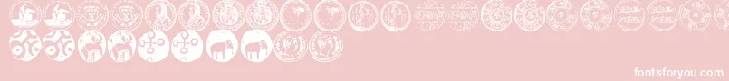 NumismaticBatsTfb-Schriftart – Weiße Schriften auf rosa Hintergrund