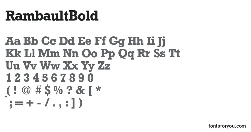 Czcionka RambaultBold – alfabet, cyfry, specjalne znaki