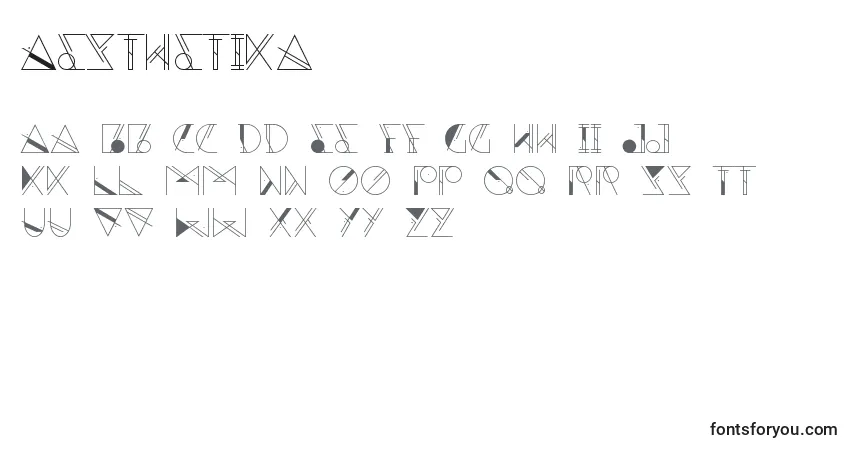 A fonte Aesthetika – alfabeto, números, caracteres especiais