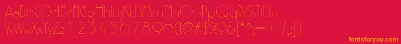 P700DecoRegular-Schriftart – Orangefarbene Schriften auf rotem Hintergrund