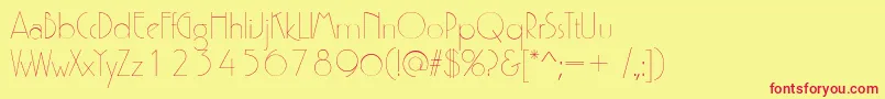 フォントP700DecoRegular – 赤い文字の黄色い背景