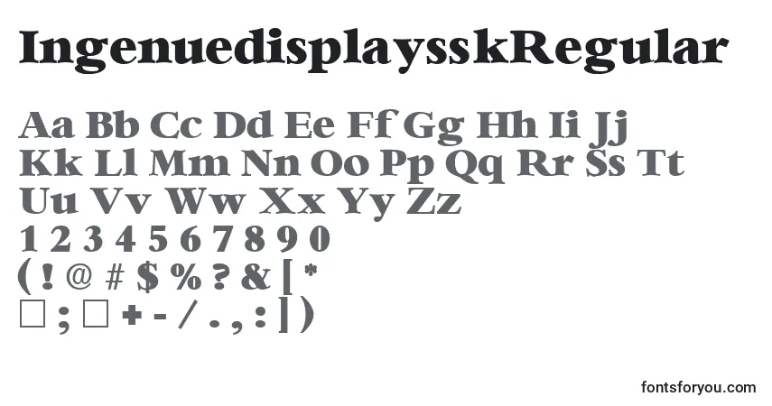 Czcionka IngenuedisplaysskRegular – alfabet, cyfry, specjalne znaki