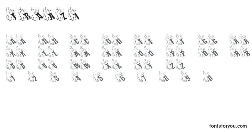 Czcionka Franzi – alfabet, cyfry, specjalne znaki
