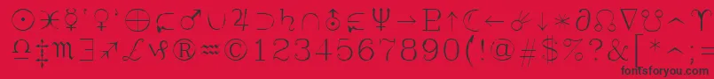 フォントSyastro – 赤い背景に黒い文字