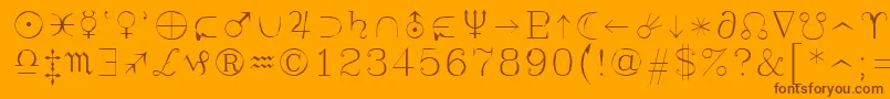 Syastro-Schriftart – Braune Schriften auf orangefarbenem Hintergrund
