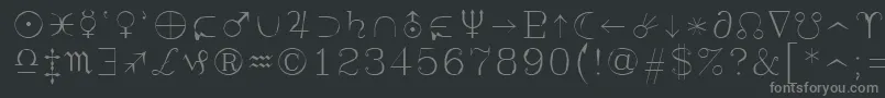 フォントSyastro – 黒い背景に灰色の文字