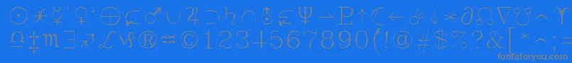 フォントSyastro – 青い背景に灰色の文字