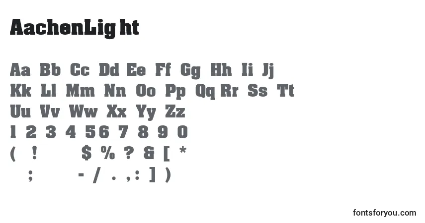 Czcionka AachenLight – alfabet, cyfry, specjalne znaki