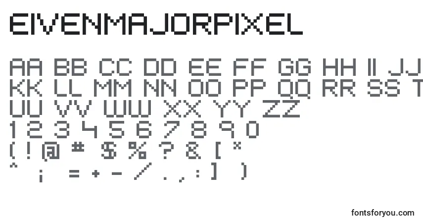 Czcionka EivenMajorPixel – alfabet, cyfry, specjalne znaki