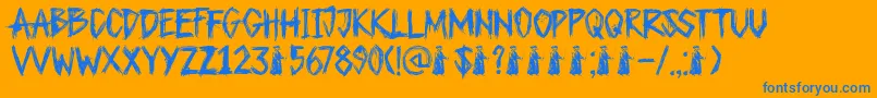 Fonte DkPlagueMaster – fontes azuis em um fundo laranja