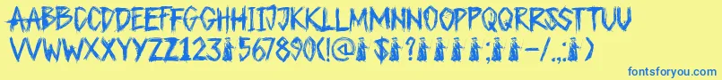 DkPlagueMaster Font – Blue Fonts on Yellow Background